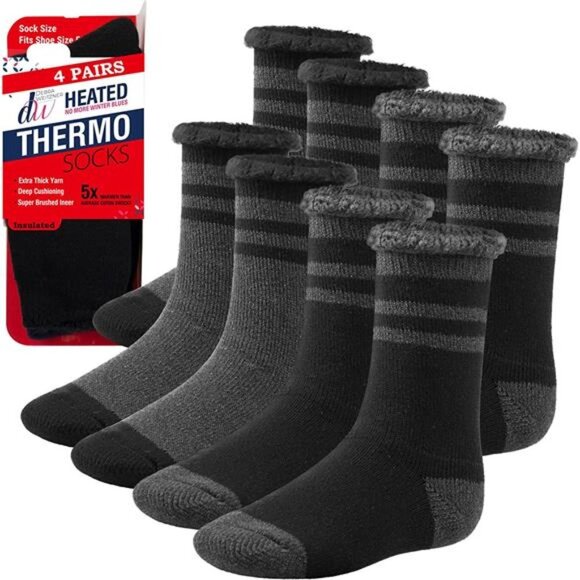 4 Pair Unisex Thermal Socks Thick Heated Winter Boot Socks Insulated